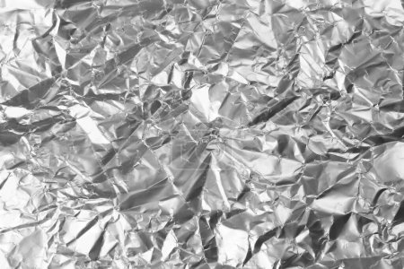 Photo for Crumpled silver foil as background, closeup view - Royalty Free Image