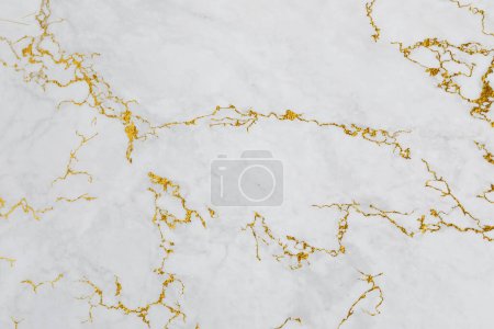 Photo for Beautiful white and gold marble surface as background - Royalty Free Image