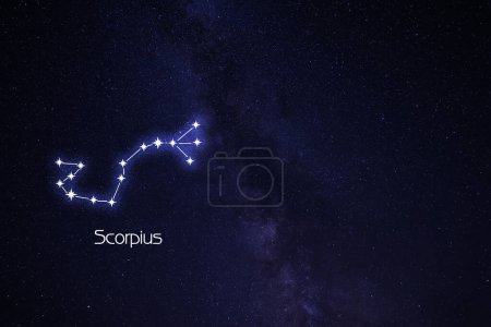 Photo for Scorpius (Scorpion) constellation. Stick figure pattern in starry night sky - Royalty Free Image