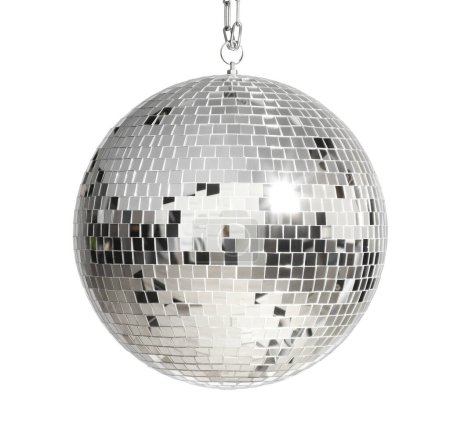Téléchargez les photos : Boule disco argent brillant isolée sur blanc - en image libre de droit