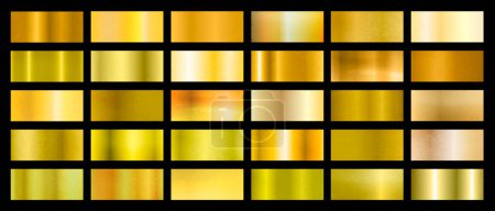 Foto de Conjunto de texturas doradas sobre fondo negro, diseño de banner - Imagen libre de derechos