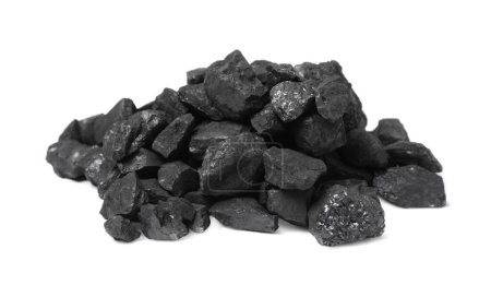 Photo for Pile of black coal isolated on white - Royalty Free Image