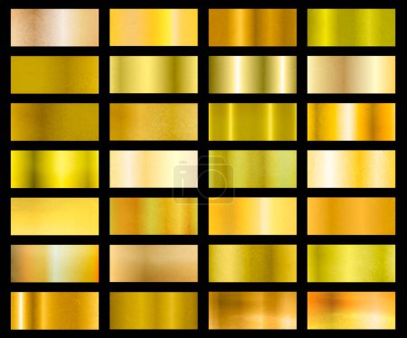 Foto de Set de texturas doradas sobre fondo negro - Imagen libre de derechos