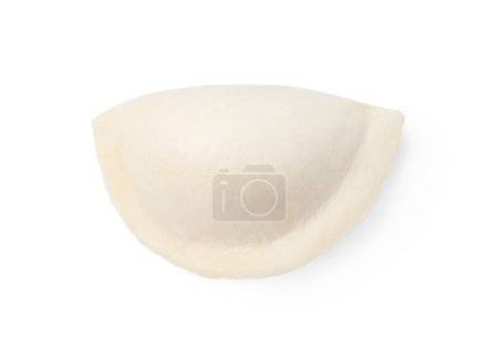 Foto de Dumpling crudo (varenyk) con requesón aislado en blanco, vista superior - Imagen libre de derechos