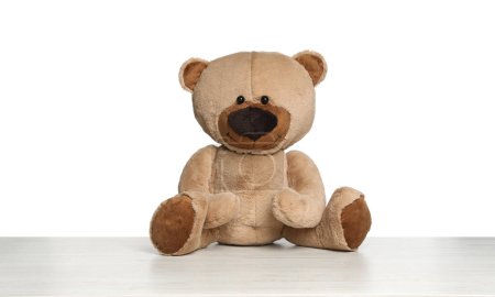 Photo for Cute teddy bear isolated on white. Child`s toy - Royalty Free Image