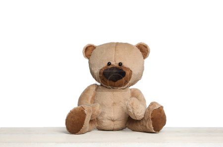Photo for Cute teddy bear isolated on white. Child`s toy - Royalty Free Image
