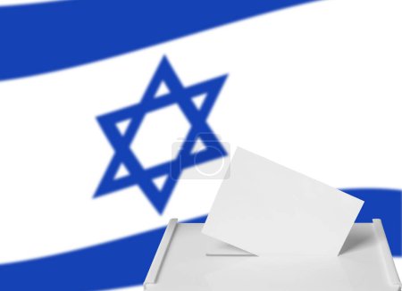 Téléchargez les photos : Urne avec vote contre le drapeau national d'Israël, espace pour le texte - en image libre de droit
