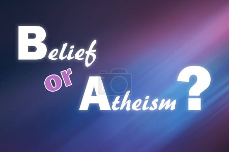 Photo for Question Belief Or Atheism on blurred background - Royalty Free Image