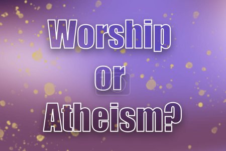 Foto de Pregunta Adoración o ateísmo sobre el fondo de color - Imagen libre de derechos