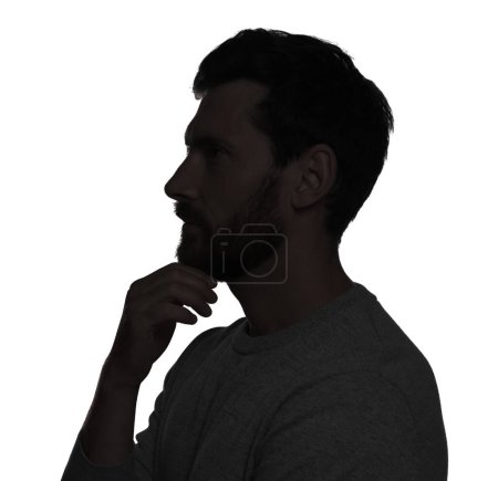 Foto de Silueta de hombre barbudo aislado en blanco - Imagen libre de derechos