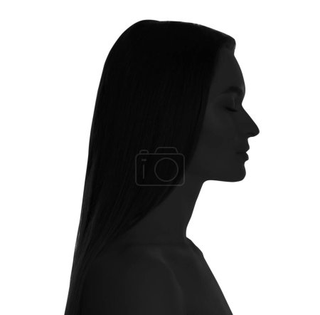 Foto de Silueta de mujer aislada en blanco, retrato de perfil - Imagen libre de derechos