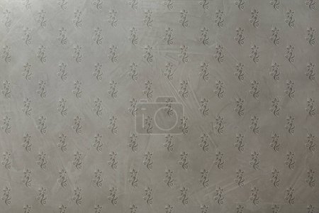 Téléchargez les photos : Papier peint gris avec beau motif floral comme fond - en image libre de droit