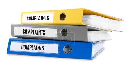 Photo for Colorful folders with Complaints labels on white background - Royalty Free Image