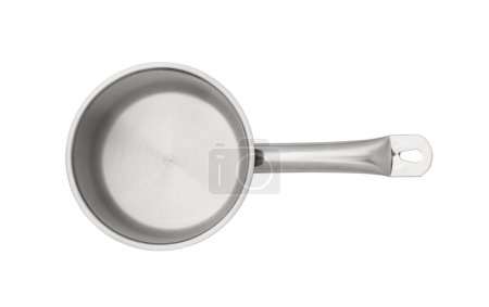 Photo for One steel saucepan isolated on white, top view - Royalty Free Image