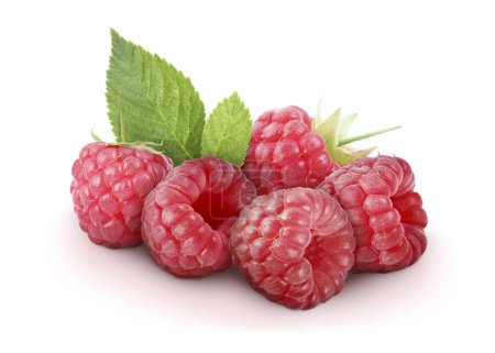 Aromatic fresh ripe raspberries on white background