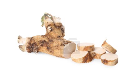 Photo for Fresh cut horseradish root isolated on white - Royalty Free Image
