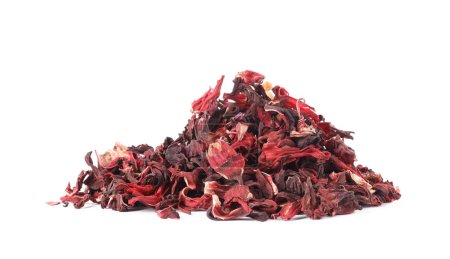 Foto de Montón de té de hibisco seco aislado en blanco - Imagen libre de derechos