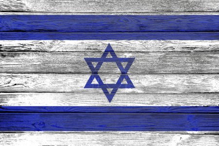 Flag of Israel painted on white wooden wall