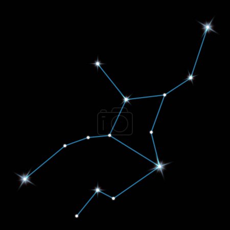 Foto de Constelación de Virgo. Patrón de figura de palo sobre fondo negro - Imagen libre de derechos