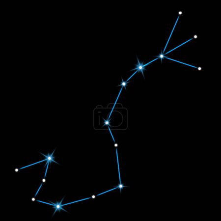 Photo for Scorpius (Scorpion) constellation. Stick figure pattern on black background - Royalty Free Image