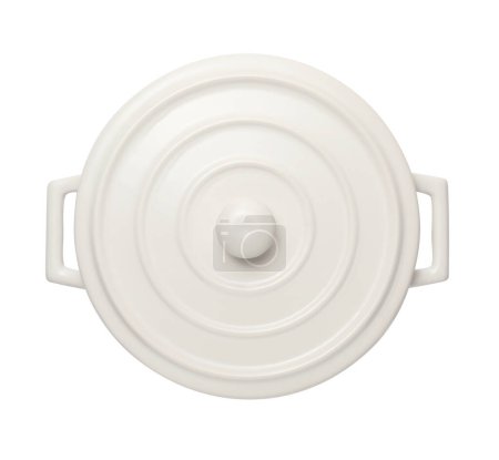 Foto de Una olla de cerámica con tapa aislada en blanco, vista superior - Imagen libre de derechos