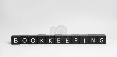 Word Bookkeeping made with black cubes on white background