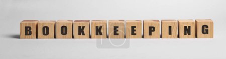 Word Bookkeeping made of wooden cubes on white background