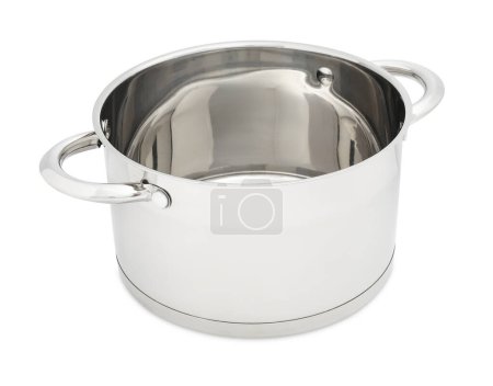 Photo for One empty steel pot isolated on white - Royalty Free Image