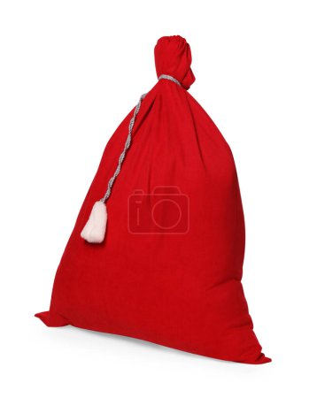 Photo for Merry Christmas. Santa Claus red bag isolated on white - Royalty Free Image