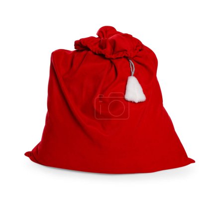 Photo for Santa Claus red bag full of presents isolated on white - Royalty Free Image