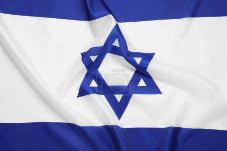 Flag of Israel as background, top view. National symbol