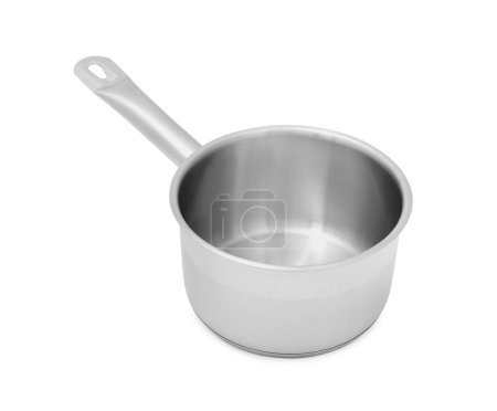 Photo for One stainless steel saucepan isolated on white - Royalty Free Image
