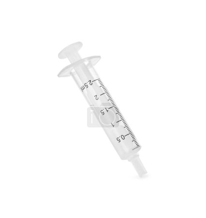 One new medical syringe isolated on white