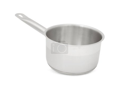 Photo for One stainless steel saucepan isolated on white - Royalty Free Image