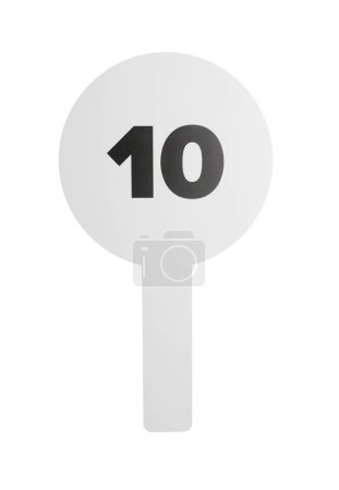 Palette de vente aux enchères avec numéro 10 isolé sur blanc
