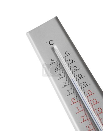 Photo for Modern grey weather thermometer on white background - Royalty Free Image