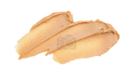 Photo for Smears of tasty nut butter isolated on white, top view - Royalty Free Image