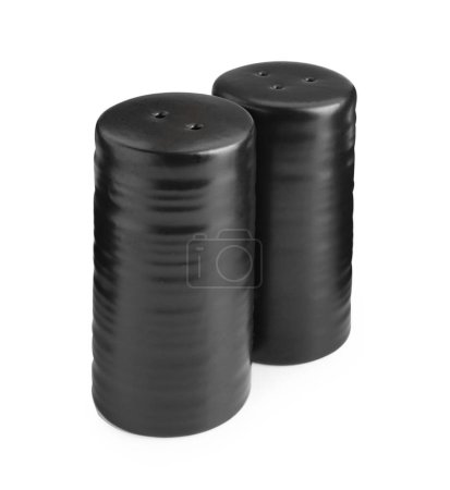 Black salt and pepper shakers isolated on white