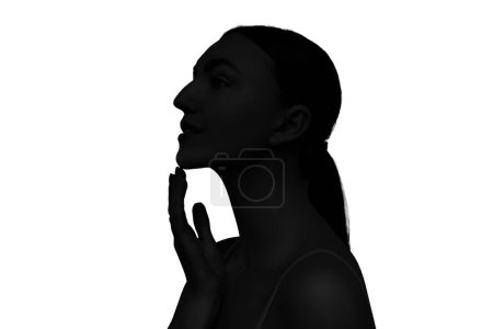 Silhouette of one woman isolated on white