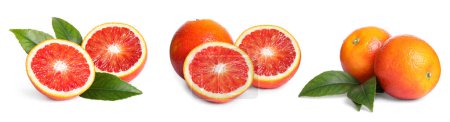 Reife rote Orangen isoliert auf weiß, gesetzt
