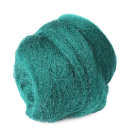 One green felting wool isolated on white