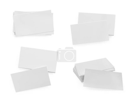 Photo for Many blank business cards isolated on white, set - Royalty Free Image