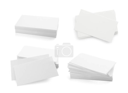 Photo for Many blank business cards isolated on white, set - Royalty Free Image