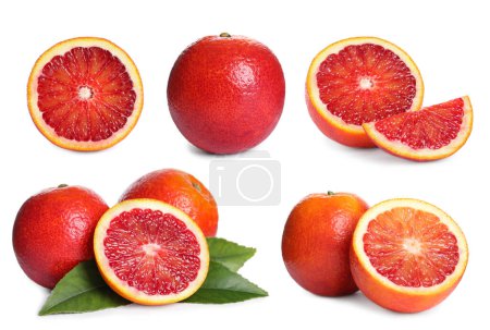 Reife rote Orangen isoliert auf weiß, gesetzt