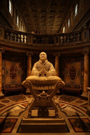 ROME, ITALY - FEBRUARY 2, 2024: Statue of Pope Pius IX in Basilica of St. John Lateran