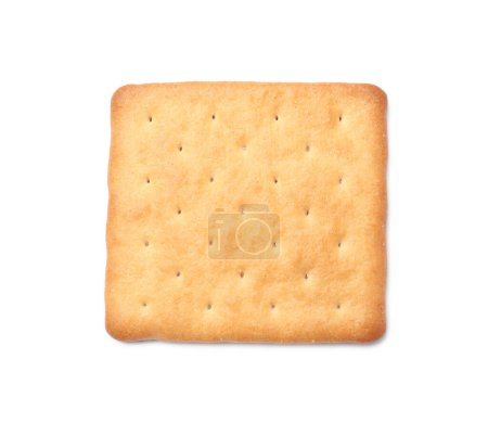 One crispy cracker isolated on white, top view. Delicious snack