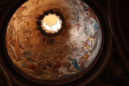 Photo for Rome, Italy - February 3, 2024: Beautiful fresco on dome of St. Ignatius of Loyola Church, low angle view - Royalty Free Image