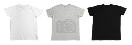 Photo for T-shirts of different colors isolated on white. Space for design - Royalty Free Image