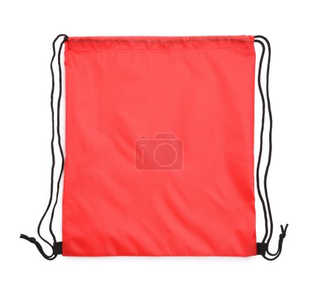 Una bolsa de cordón roja aislada en blanco