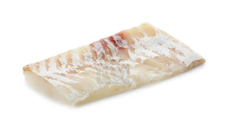 Foto de Filete fresco de bacalao crudo aislado en blanco - Imagen libre de derechos